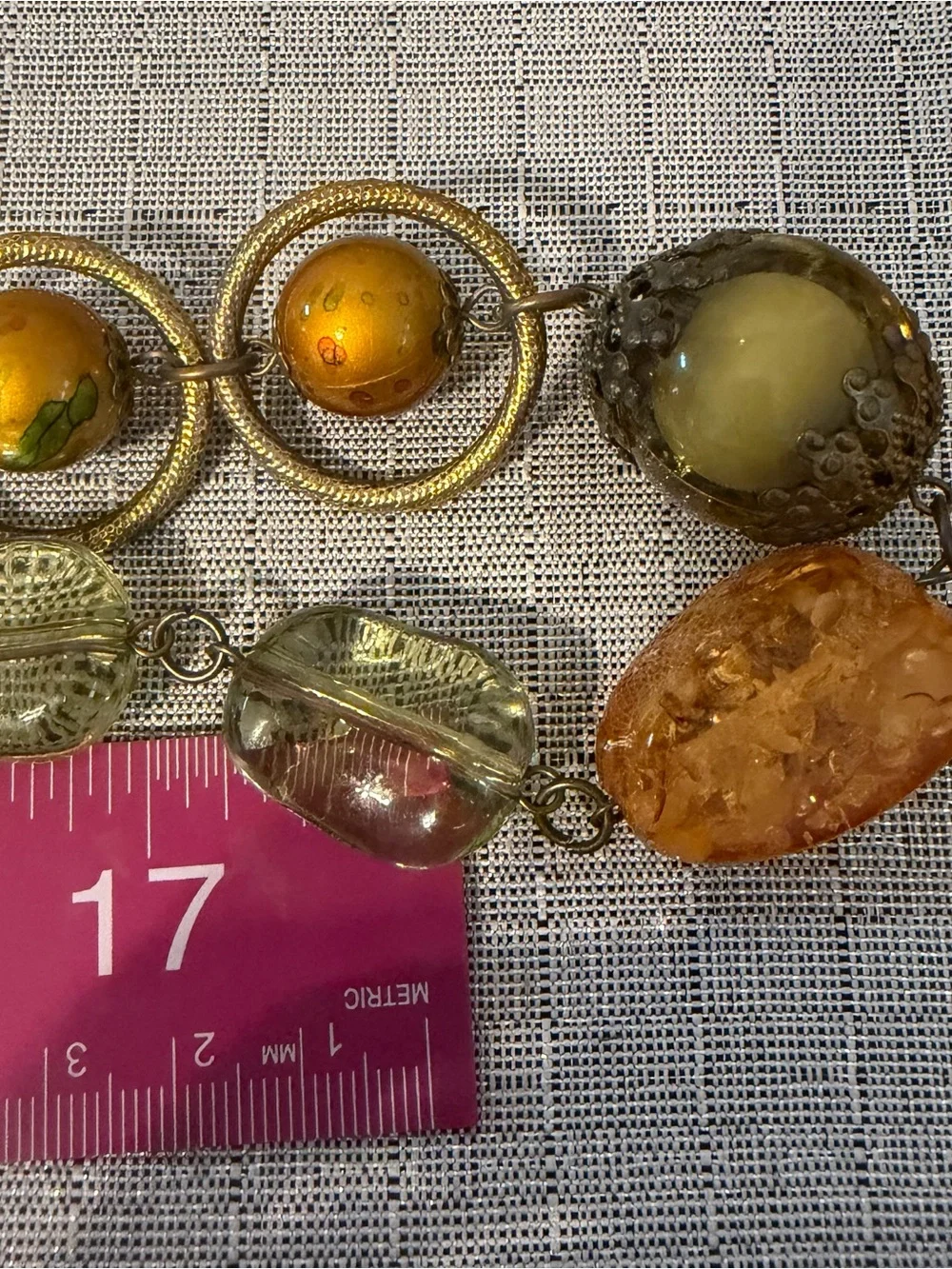 Vintage style amber colored statement necklace